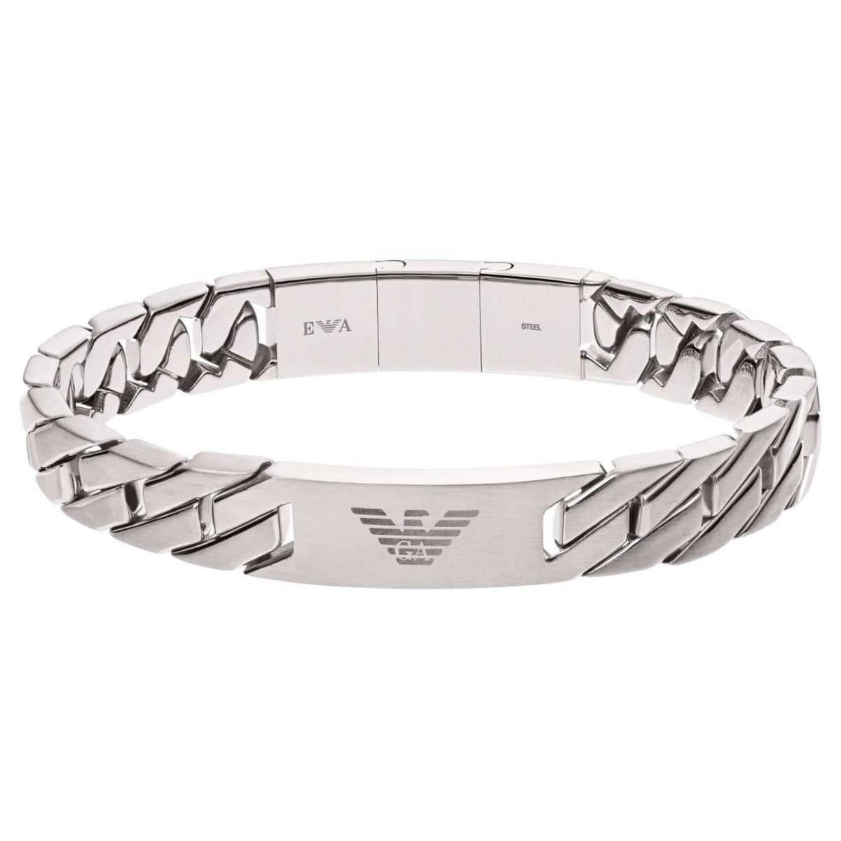 Ανδρικό βραχιόλι Emporio Armani EGS2435040 χειροπέδα από ανοξείδωτο ατσάλι σε ασημί χρώμα. 