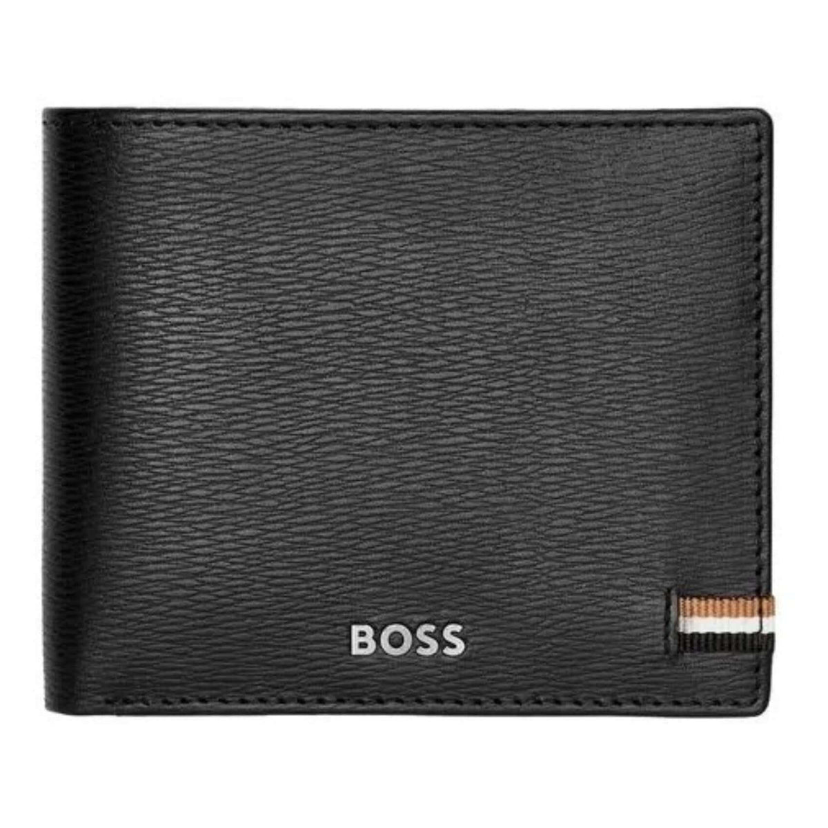 Ανδρικό δερμάτινο πορτοφόλι Hugo Boss Iconic HLM421A σε μαύρο χρώμα.