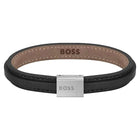 Ανδρικό Βραχιόλι Boss 1580328S Μαύρο Δερμάτινο