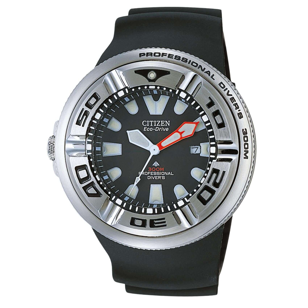 Ανδρικό καταδυτικό ρολόι Citizen Promaster Professional Diver 300 BJ8050-08E με μαύρο λουράκι και μαύρο καντράν 48mm.