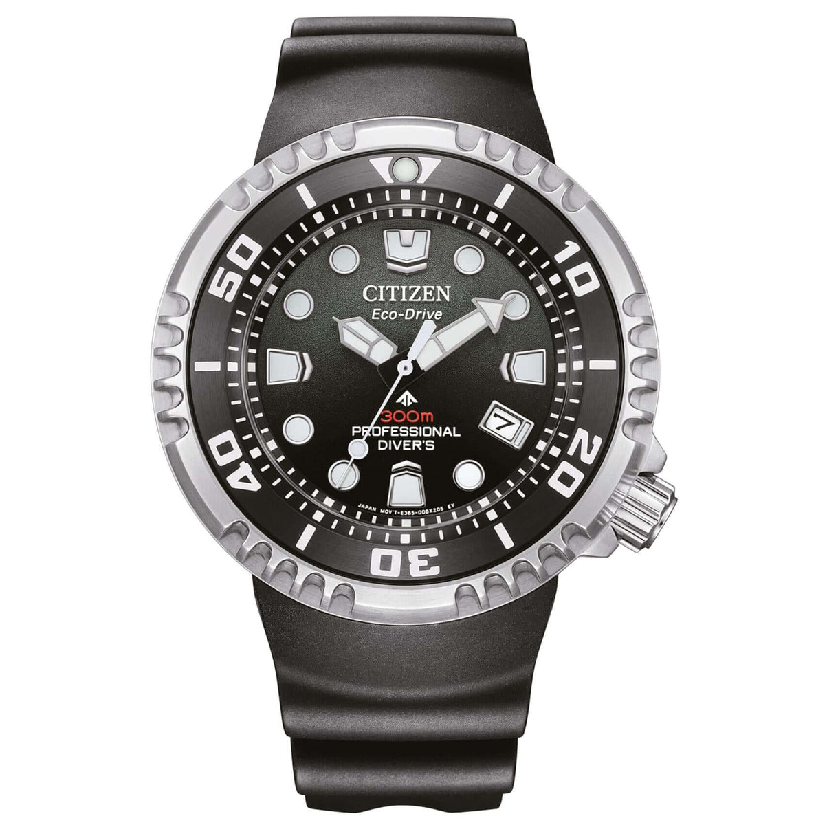 Ανδρικό καταδυτικό ρολόι Citizen Promaster Professional Diver 300 BN1024-01E με μαύρο λουράκι και μαύρο καντράν 46mm.