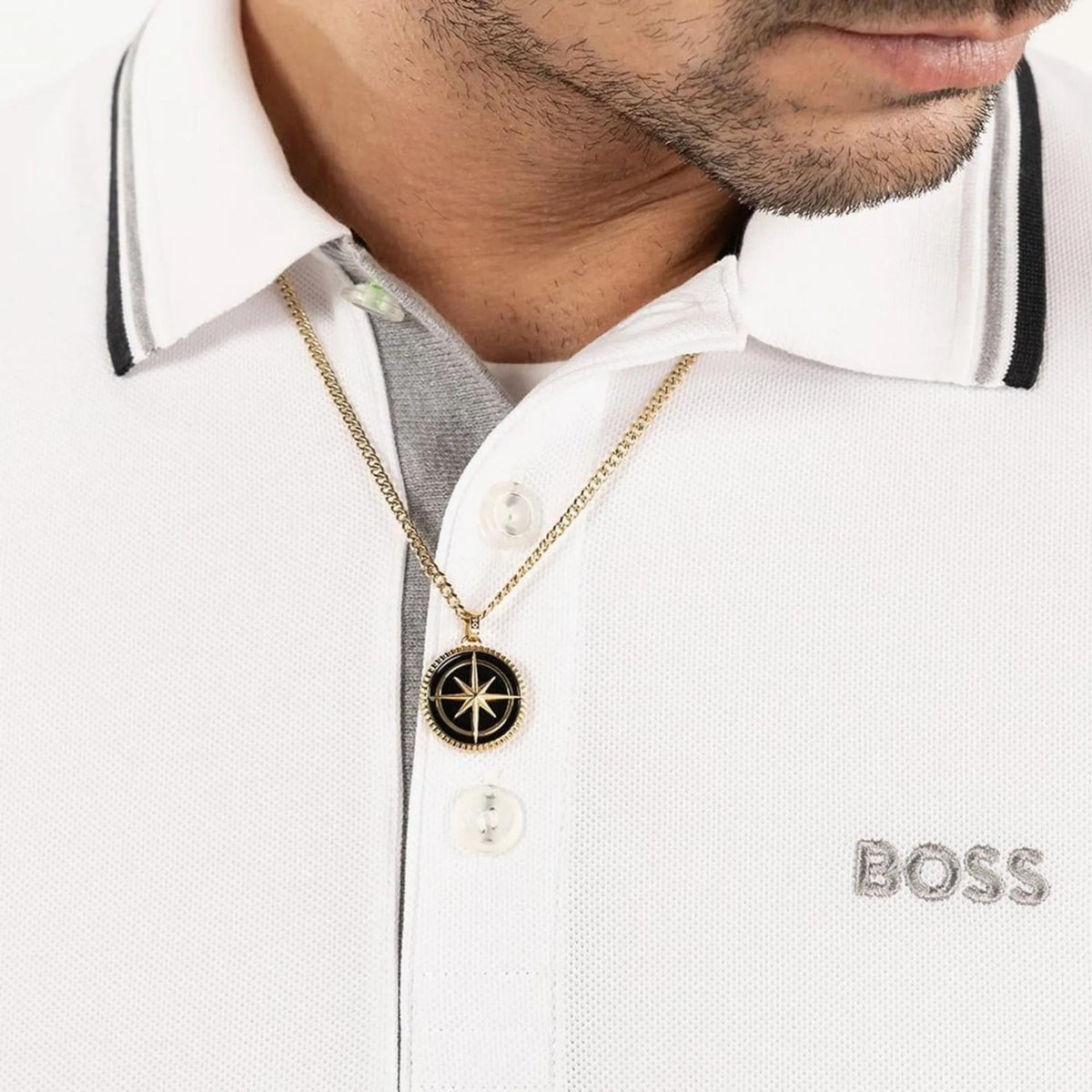 Ανδρικό Κολιέ Boss 1580842 Ατσάλινο Χρυσό και Μαύρο Με Κρεμαστό Στοιχείο