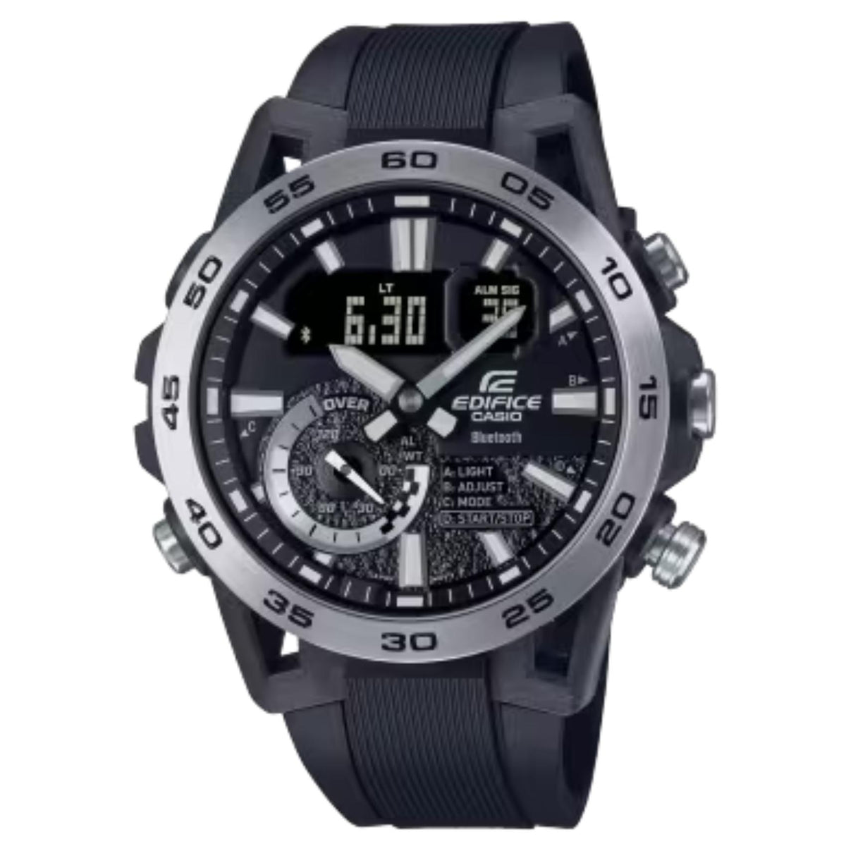 Ανδρικό ρολόι Casio Edifice ECB-40P-1AEF με μαύρο λουράκι και μαύρο καντράν