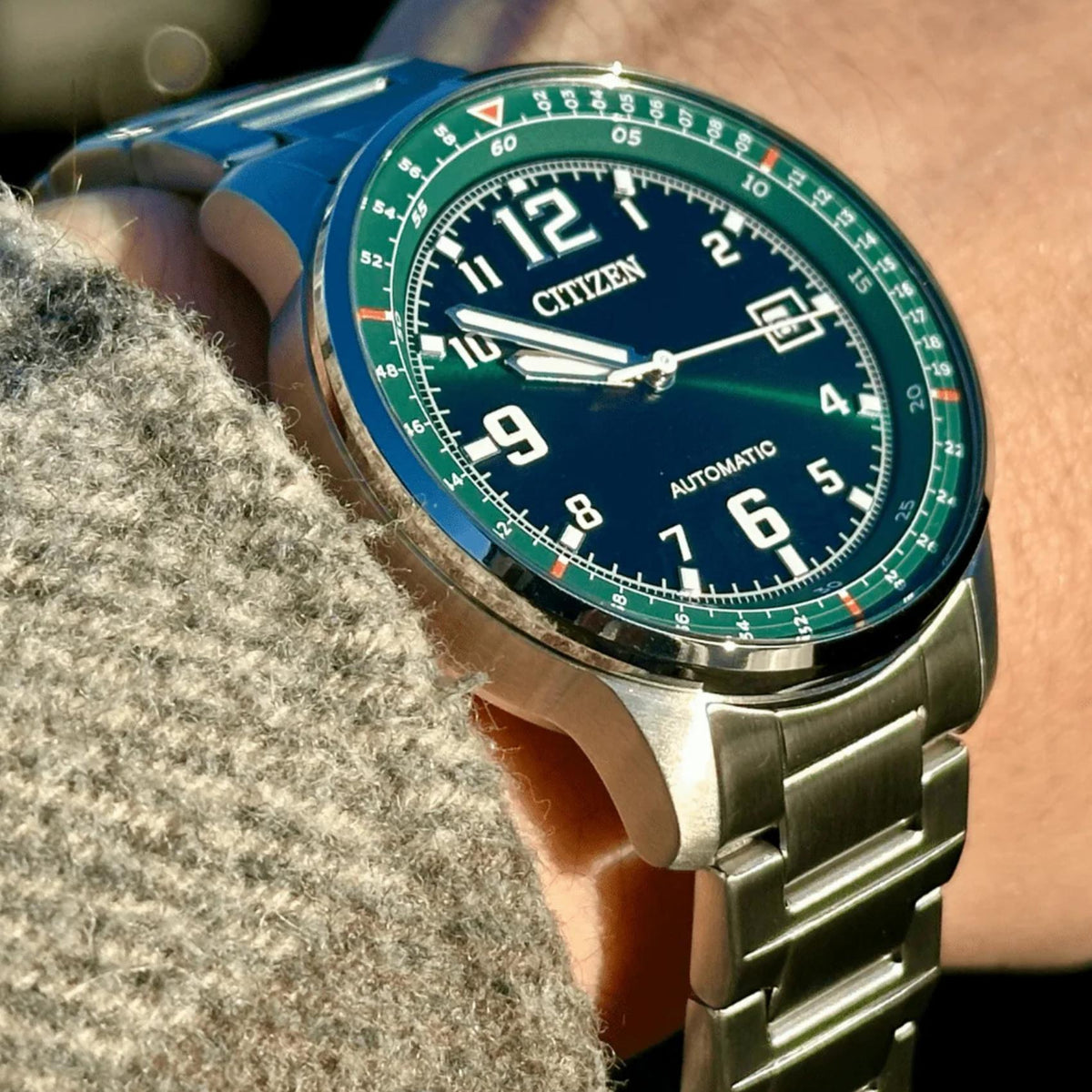 Αυτόματο Ρολόι Citizen NJ0190-51X Με Ασημί Μπρασελέ & Πράσινο Καντράν