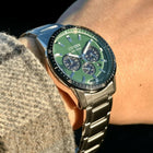 Ρολόι Citizen Eco-Drive CA4624-56X με Ασημί Μπρασελέ και Πράσινο Καντράν