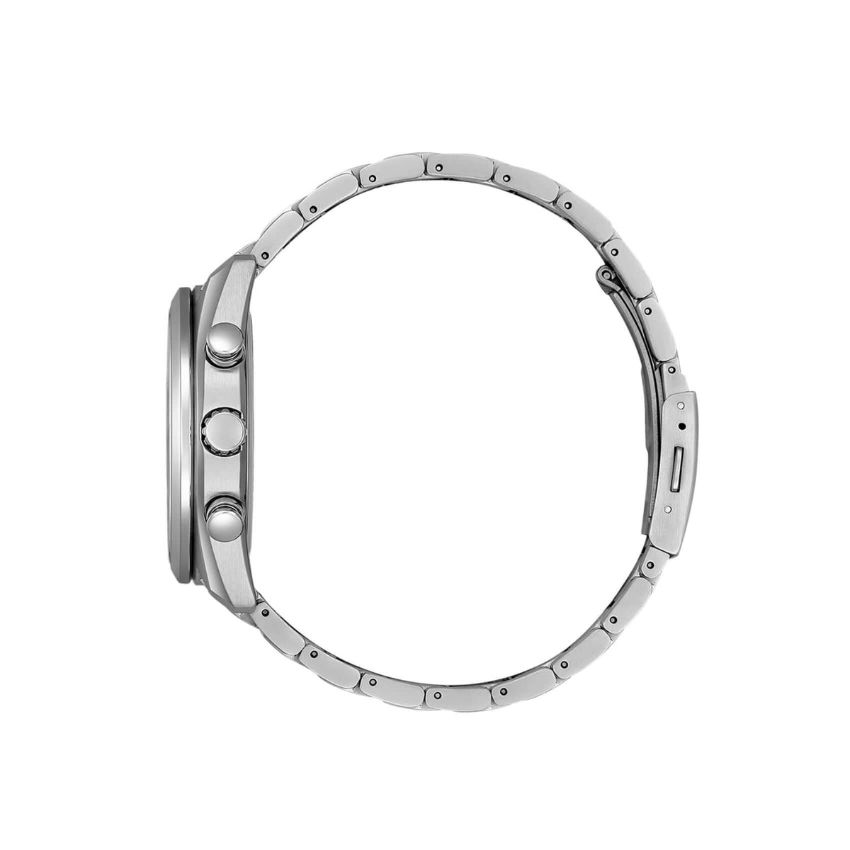 Ασημί μπρασελέ του ανδρικού ρολογιού Citizen Eco-Drive Tsuki-yomi BY1010-81H από τιτάνιο με κούμπωμα ασφαλείας.