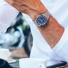 Ανδρικό Ρολόι Citizen Series 8 GMT NB6030-59L με Ασημί Μπρασελέ & Μπλε Καντράν