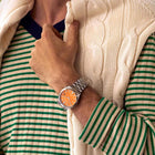 Αυτόματο Ρολόι Citizen Tsuyosa NJ0151-88Z Με Ασημί Μπρασελέ & Πορτοκαλί Καντράν