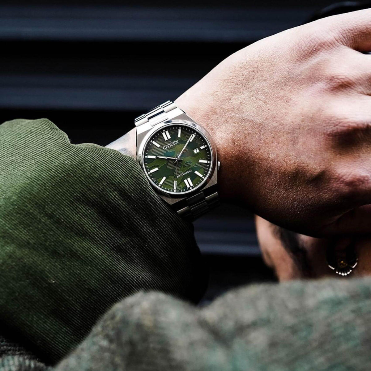 Αυτόματο Ρολόι Citizen Tsuyosa NJ0159-86X Με Ασημί Μπρασελέ & Πράσινο Καντράν