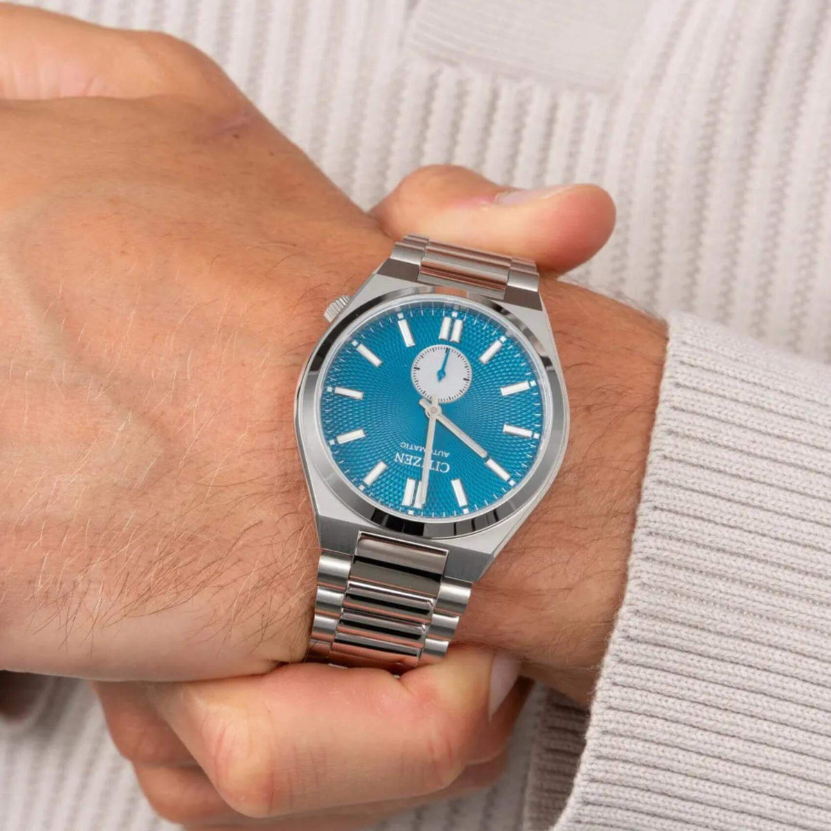 Αυτόματο Ρολόι Citizen Tsuyosa NK5010-51L Με Ασημί Μπρασελέ & Μπλε Καντράν