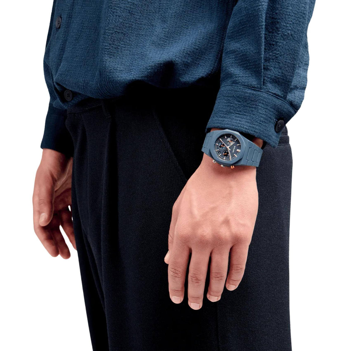 Ανδρικό Ρολόι D1 Milano Polychrono Blue D1-PHBJ09 Με Μπλε Μπρασελέ και Χρονογράφο