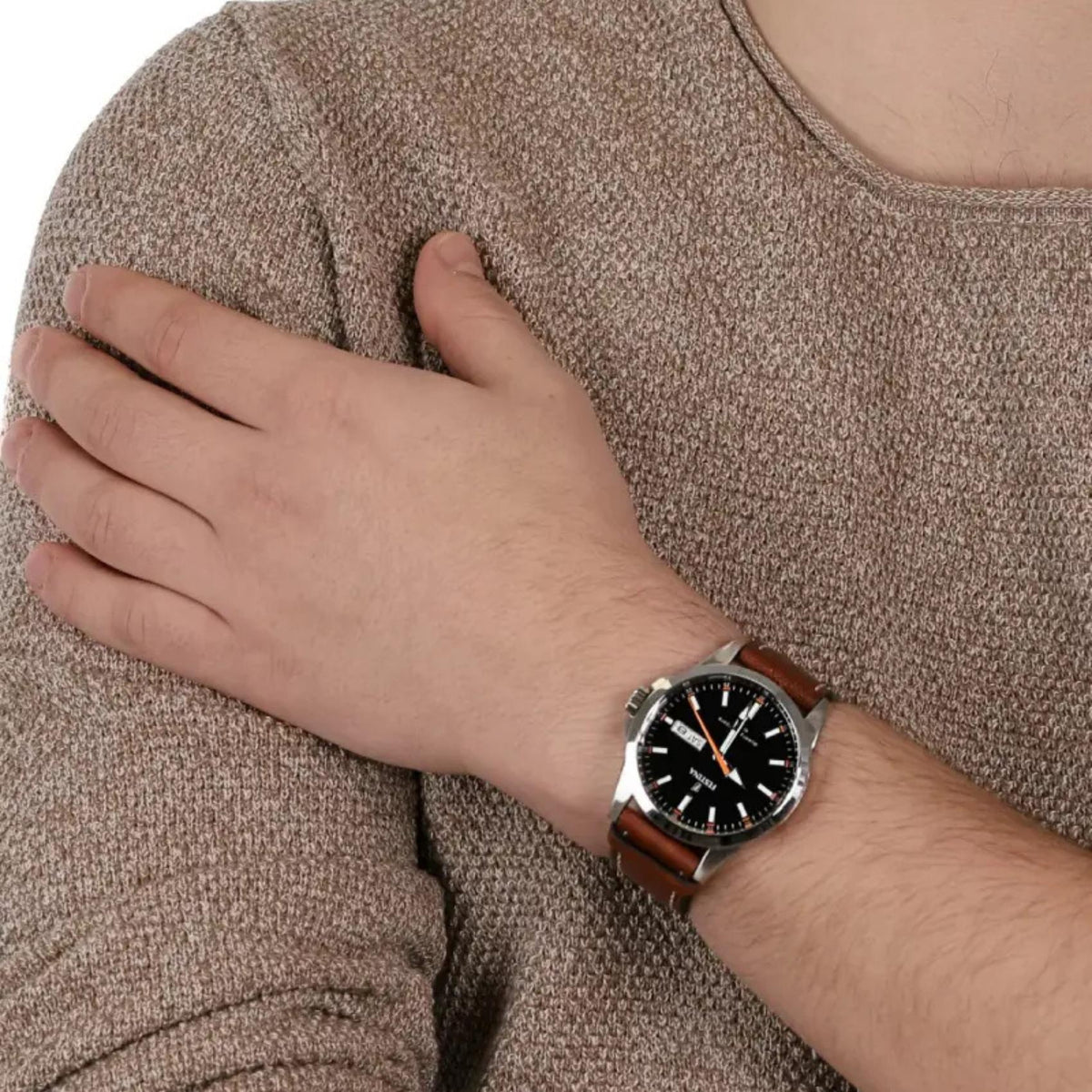 Ρολόι Festina Classics F20358/2 Με Καφέ Δερμάτινο Λουράκι & Μαύρο Καντράν