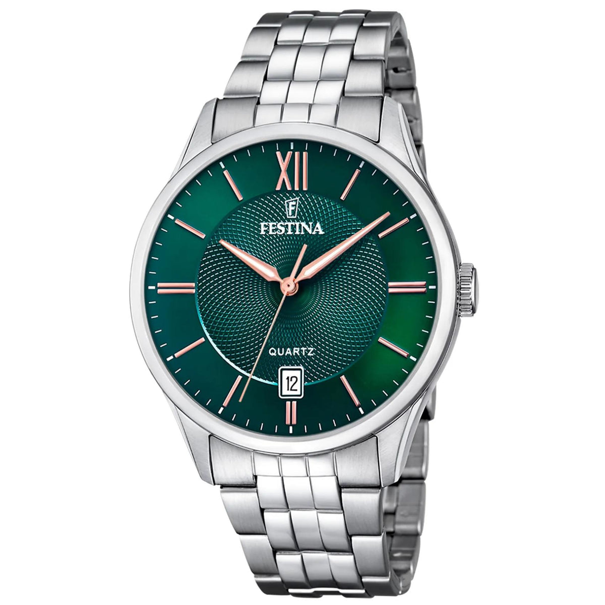 Ανδρικό ρολόι Festina Classics F20425/7 με ασημί μπρασελέ και πράσινο καντράν