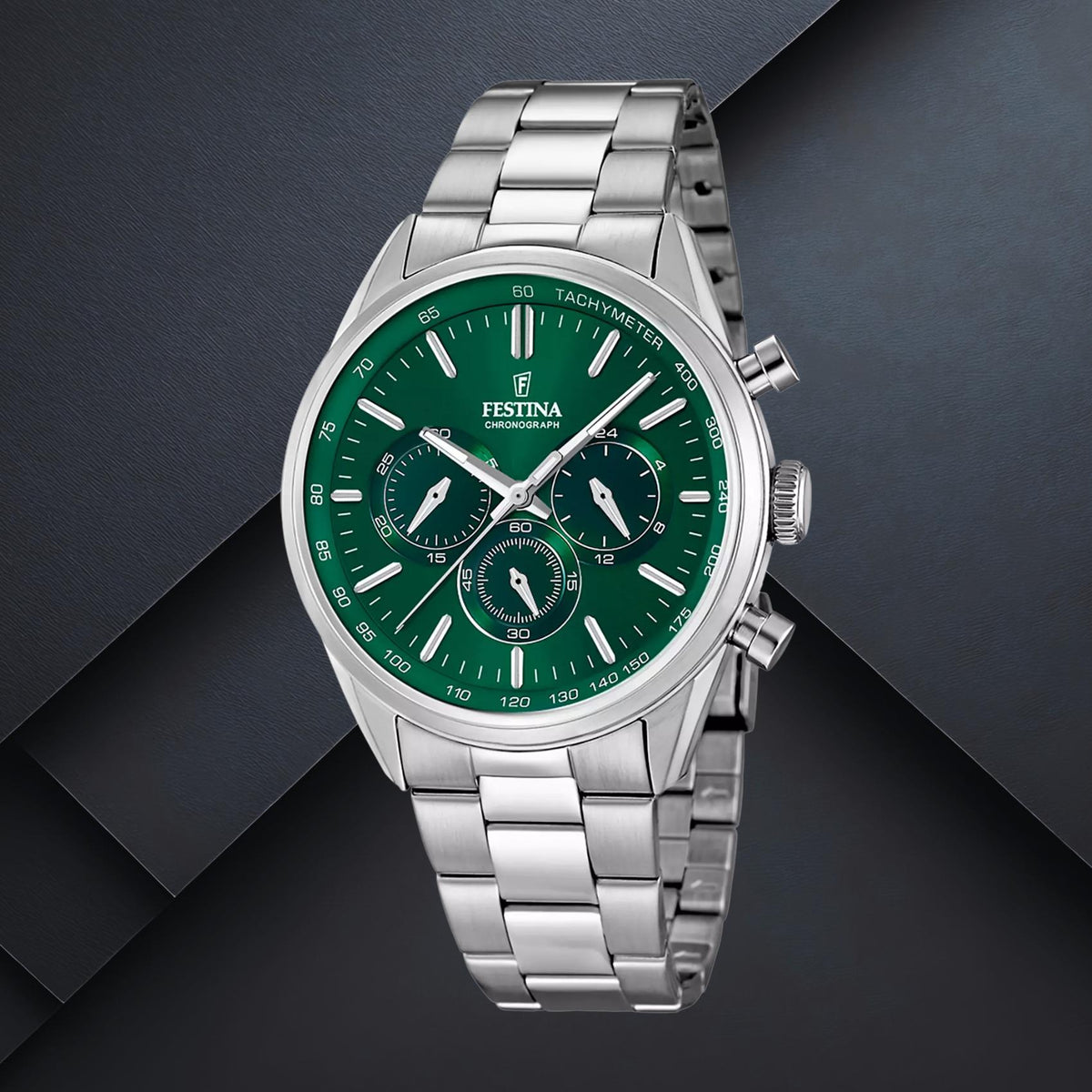 Ρολόι Festina F16820/R Με Ασημί Μπρασελέ & Πράσινο  Καντράν