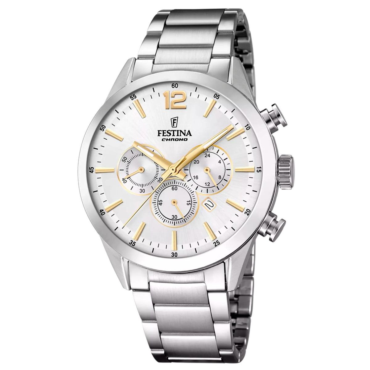 Ανδρικό ρολόι Festina F20343/1 με ασημί μπρασελέ και ασημί καντράν