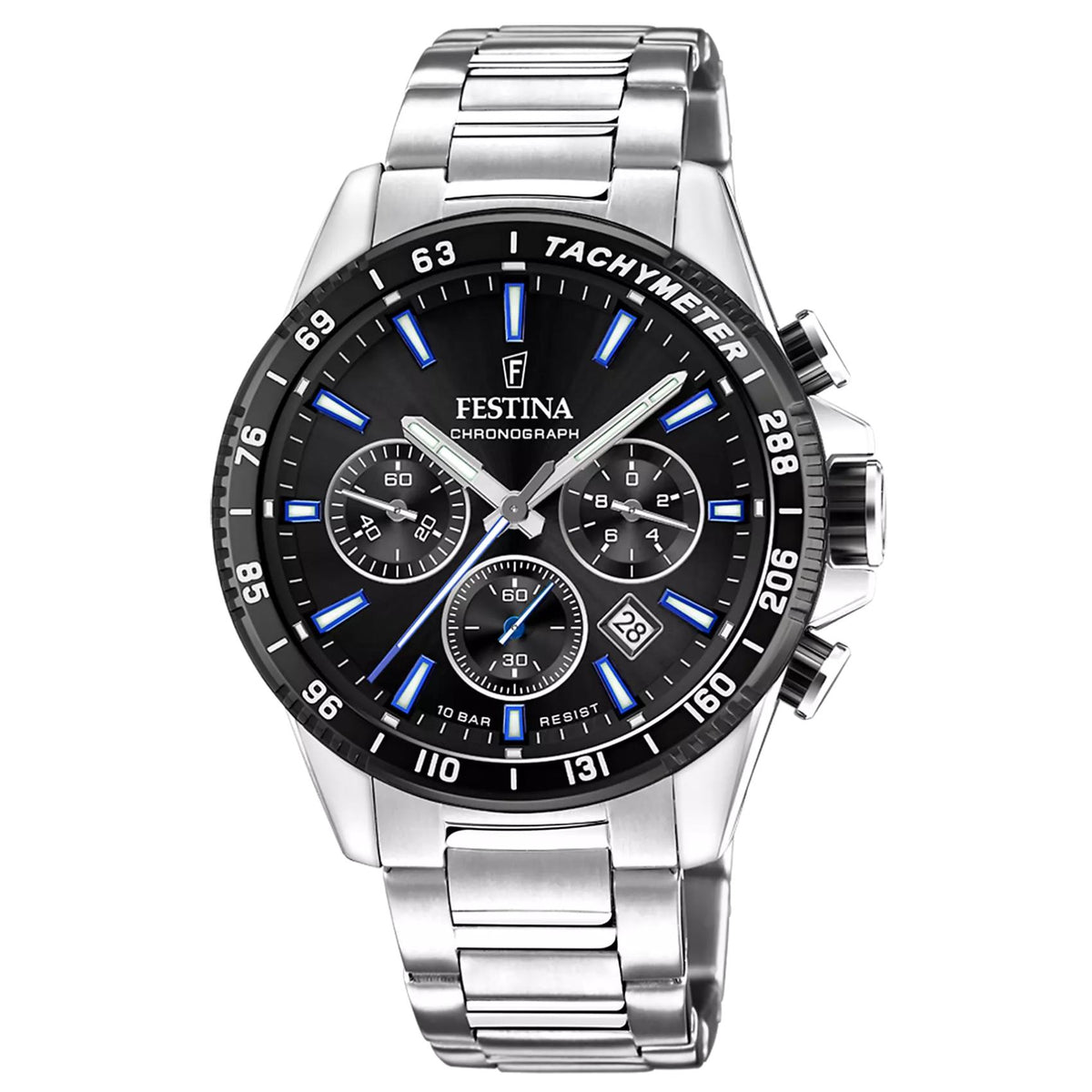 Ανδρικό ρολόι Festina F20560/5 με ασημί μπρασελέ και μαύρο καντράν