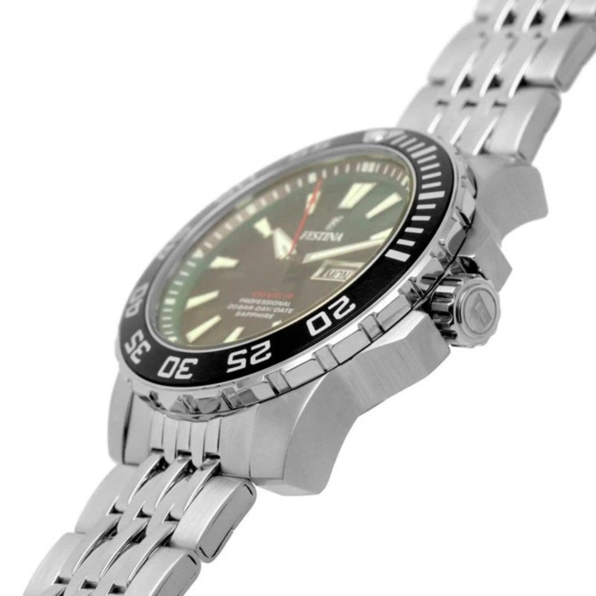 Πράσινο καντράν ρολογιού Festina F20661/2 διαμέτρου 45mm με ενδείξεις ημέρας και ημερομηνίας