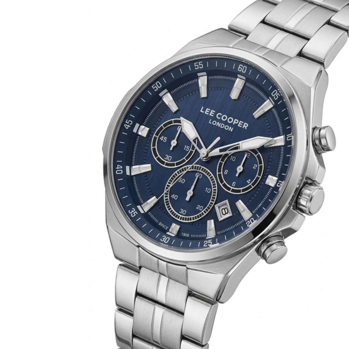 Μπλε καντράν ρολογιού Lee Cooper Gents Multi LC08273.390 διαμέτρου 41mm με ένδειξη ημερομηνίας και διπλής ώρας