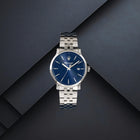 Ανδρικό Ρολόι Maserati Epoca Slim R8853118031 με Ασημί Μπρασελέ & Μπλε Καντράν