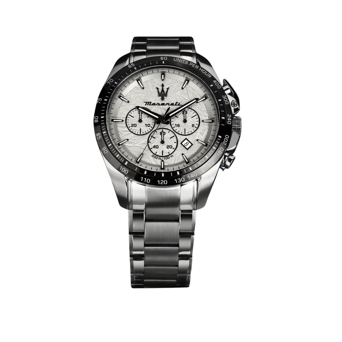 Ασημί καντράν ρολογιού Maserati Traguardo Limited Edition R8873612068 διαμέτρου 45mm με χρονογράφο και ημερομηνία
