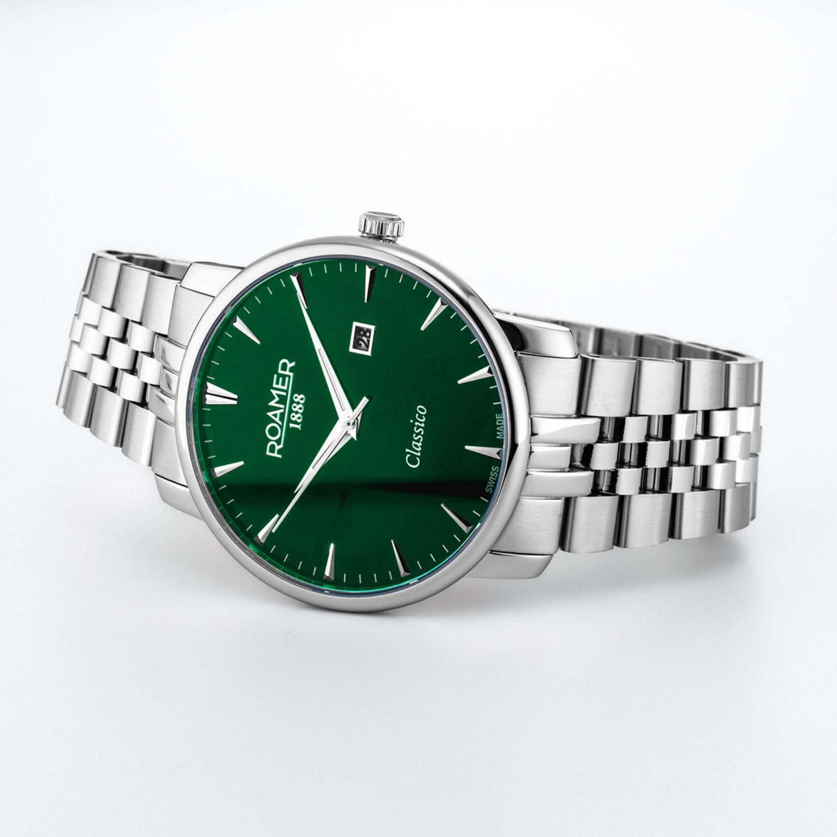 Aνδρικό Ρολόι Roamer Classico Gents 971856-41-75-50 Με Ασημί Ατσάλινο Μπρασελέ