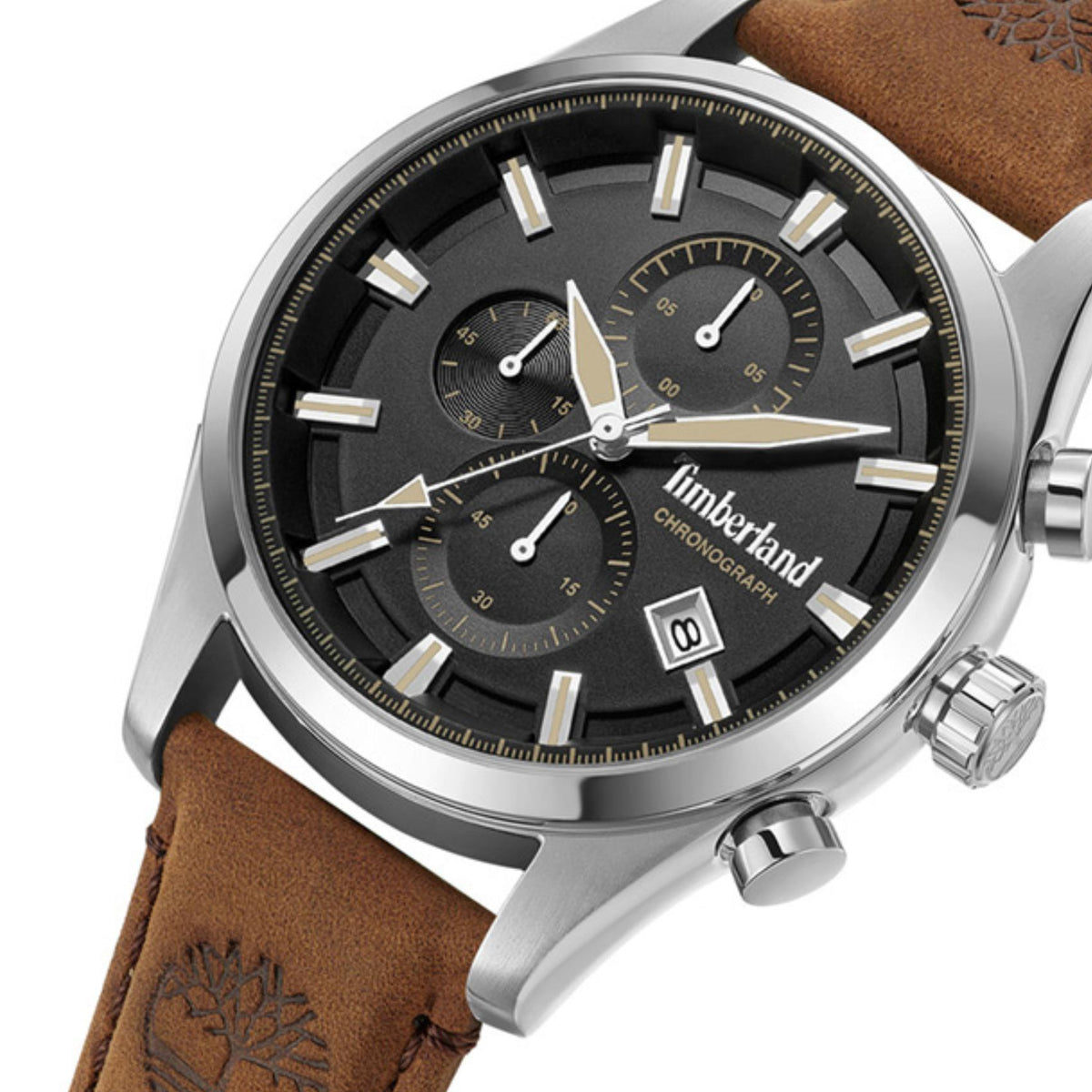 Μαύρο καντράν ρολογιού Timberland Ashmont TDWGC0109301 διαμέτρου 46mm με ενδείξεις χρονογράφου και ημερομηνίας