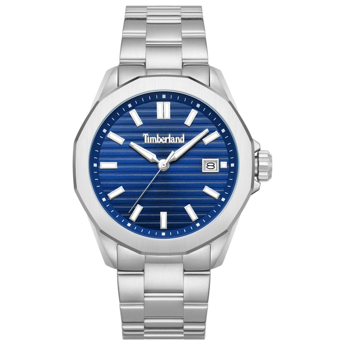 Ανδρικό ρολόι Timberland Bretton Woods TDWGH0113001 με ασημί μπρασελέ και μπλε καντράν