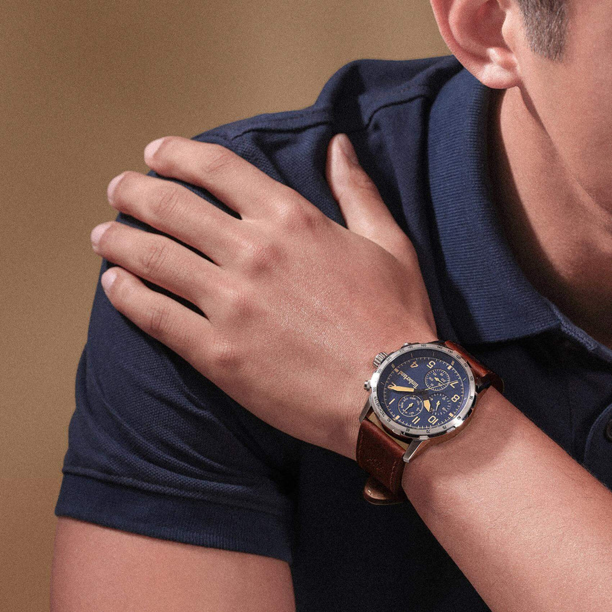 Ρολόι Timberland Campton TDWGF0055401 Με Καφέ Δερμάτινο Λουράκι Και Μπλε Καντράν