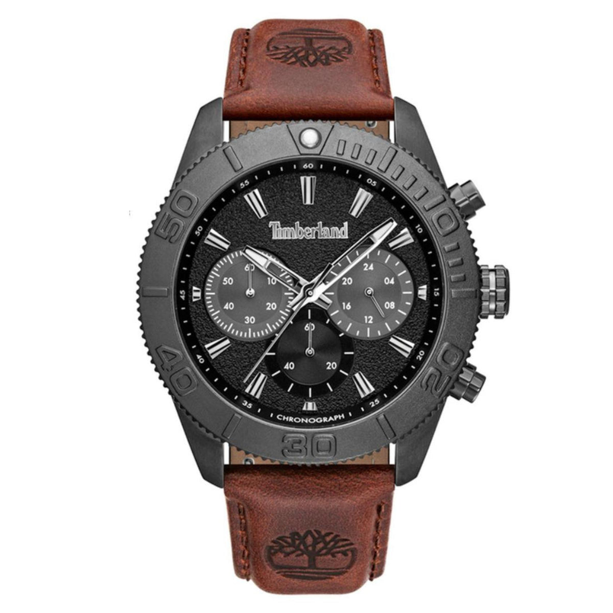 Ανδρικό Ρολόι Timberland Carrigan TDWGQ00942X0 Με Καφέ Λουράκι & Μαύρο Καντράν