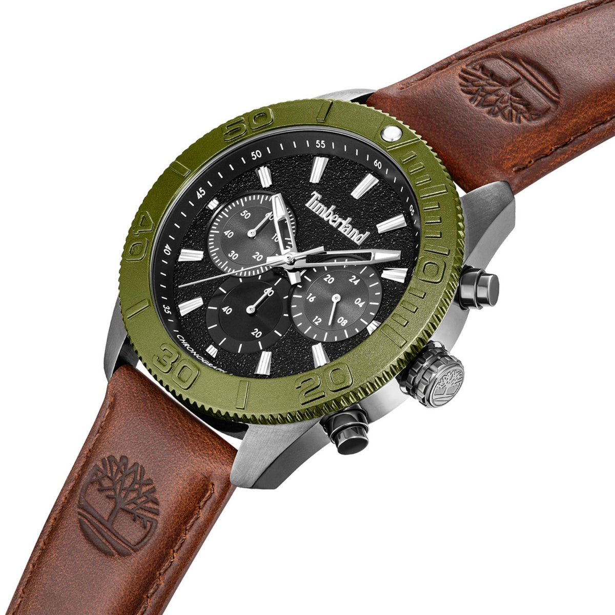 Ανδρικό ρολόι Timberland Carrigan TDWGQ00942X0 με λαδί εναλλασσόμενη στεφάνη και καφέ λουράκι