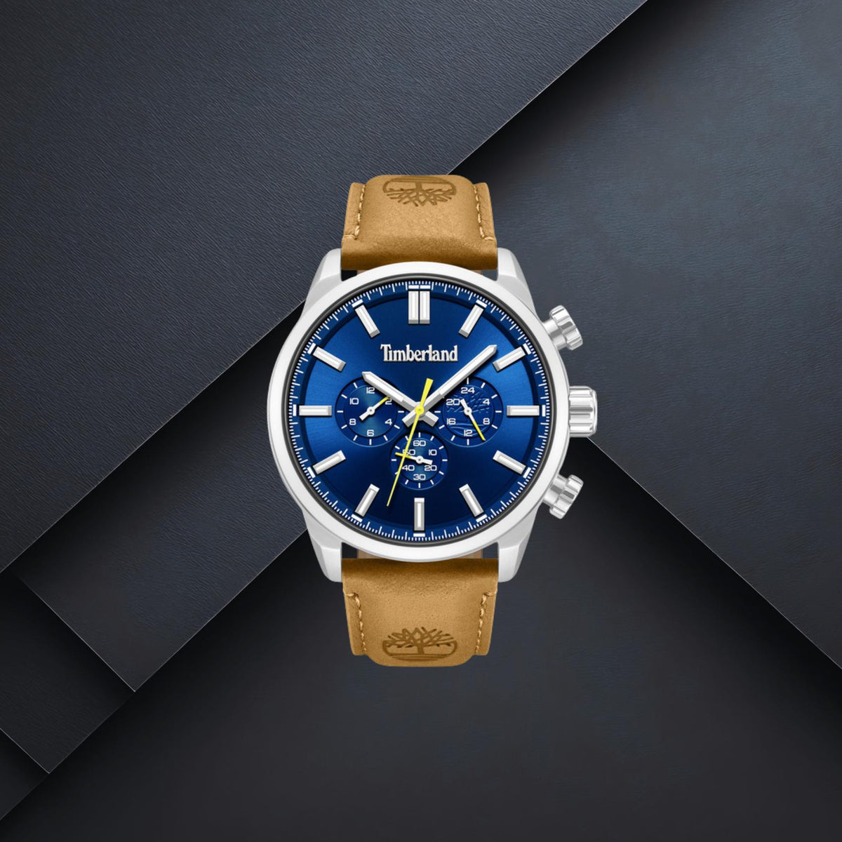 Ανδρικό Ρολόι Timberland Henniker II Chrono TDWGF0028702M Με Καφέ Λουράκι & Μπλε Καντράν