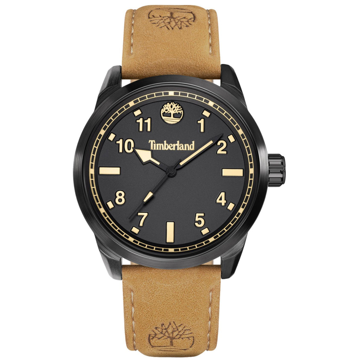 Ανδρικό ρολόι Timberland Small Henniker TDWGA0109701 με ταμπά δερμάτινο λουράκι και μαύρο καντράν
