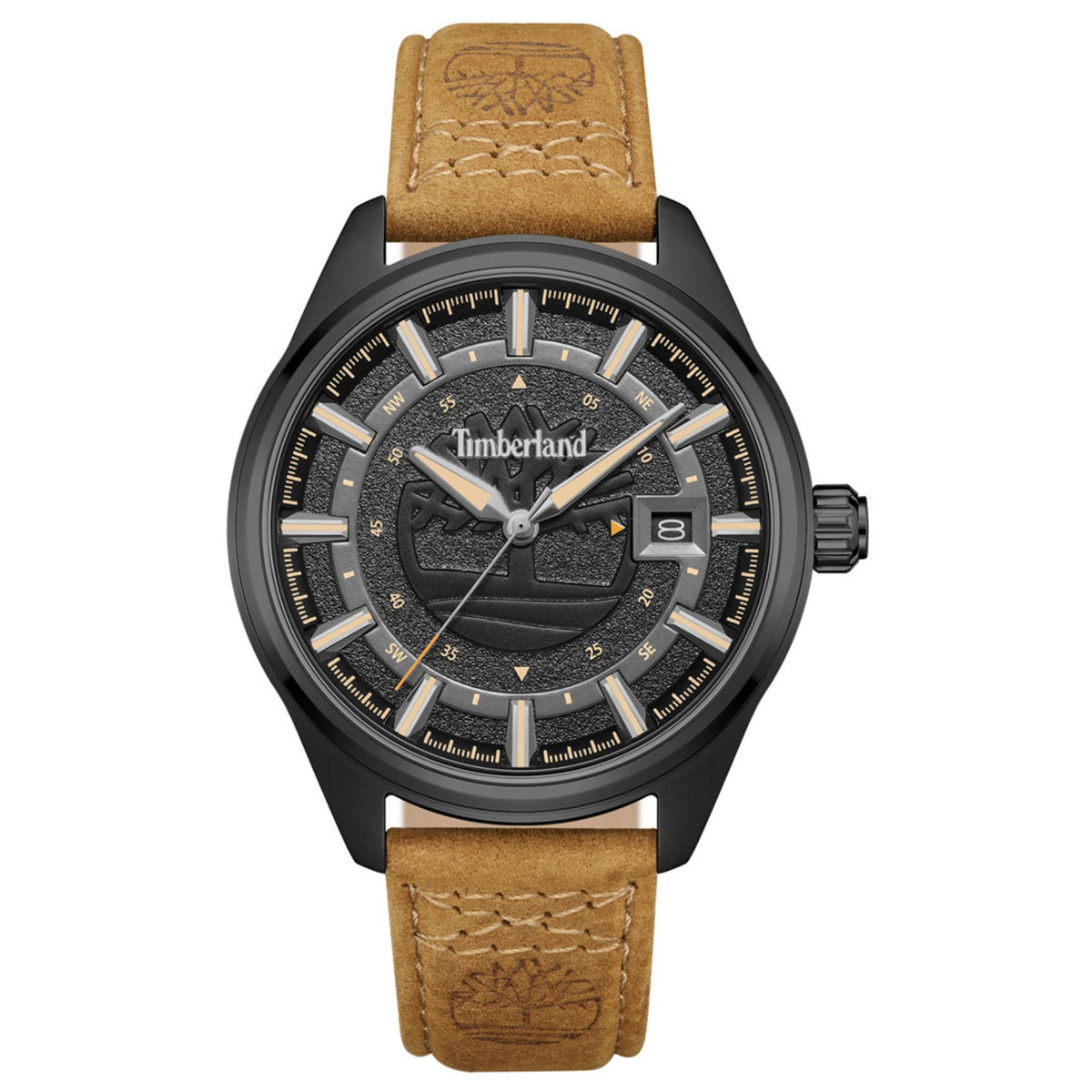 Ανδρικό ρολόι Timberland Small Northbridge TDWGB0109803 με ταμπά δερμάτινο λουράκι και μαύρο καντράν