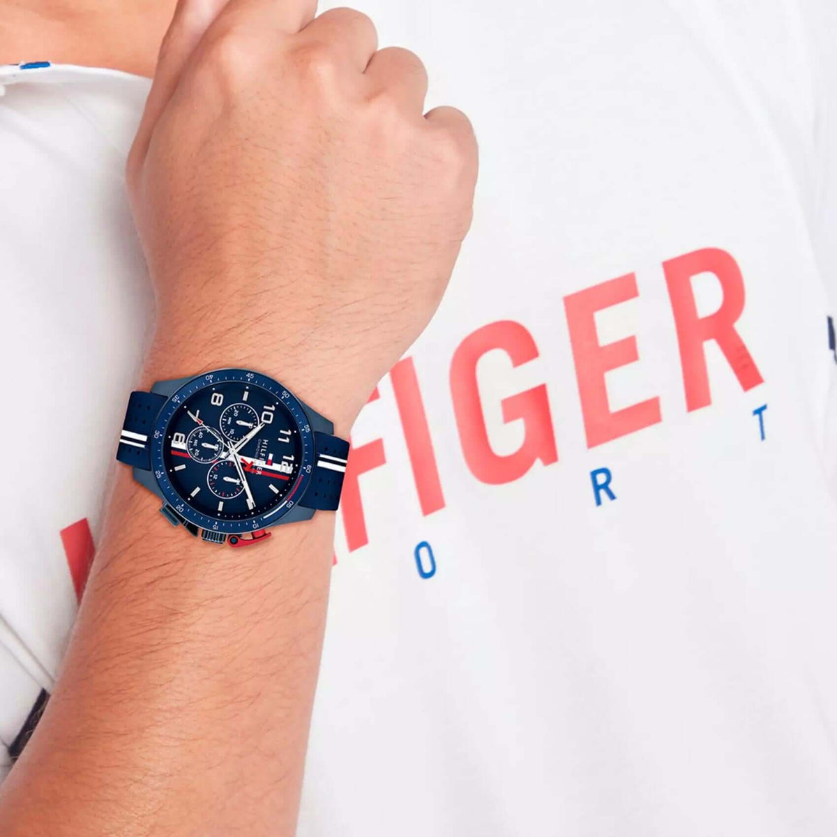 Αντρικό Ρολόι Tommy Hilfiger 1792169 Χρονογράφος Με Μπλε Καουτσούκ Λουράκι