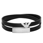 Ανδρικό Βραχιόλι Emporio Armani EGS3311040 Διπλό Δερμάτινο Μαύρο