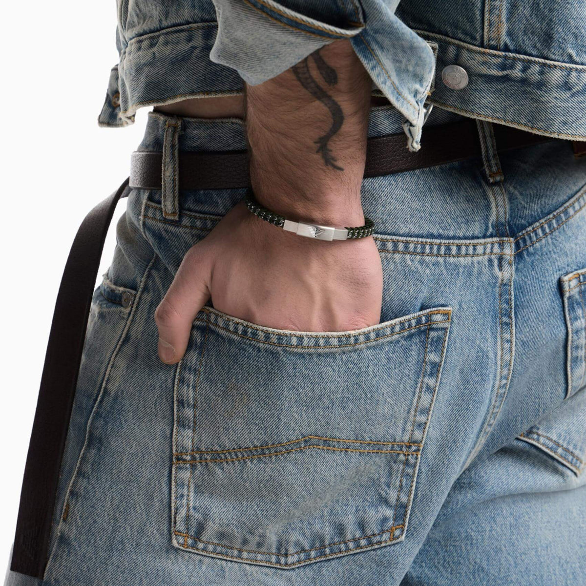 Ανδρικό Βραχιόλι Emporio Armani EGS3320040 Δερμάτινο Πράσινο