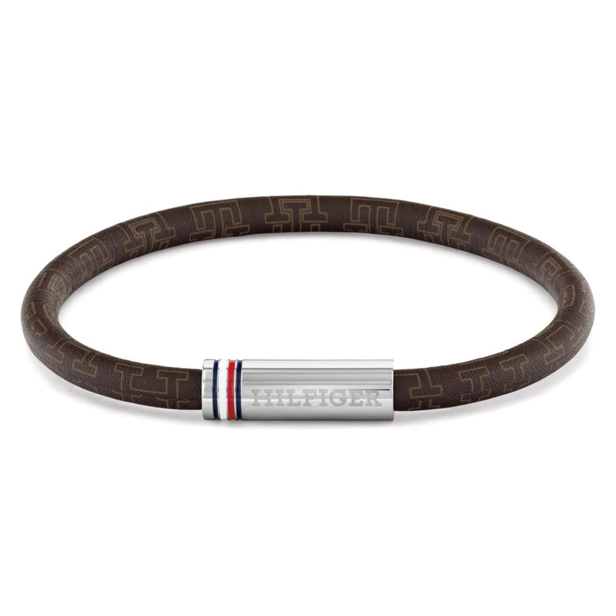Ανδρικό βραχιόλι Tommy Hilfiger 2790703 δερμάτινο σε καφέ χρώμα με ατσάλινο κούμπωμα σε ασημί χρώμα και ρυθμιζόμενο μήκος 18-22cm.