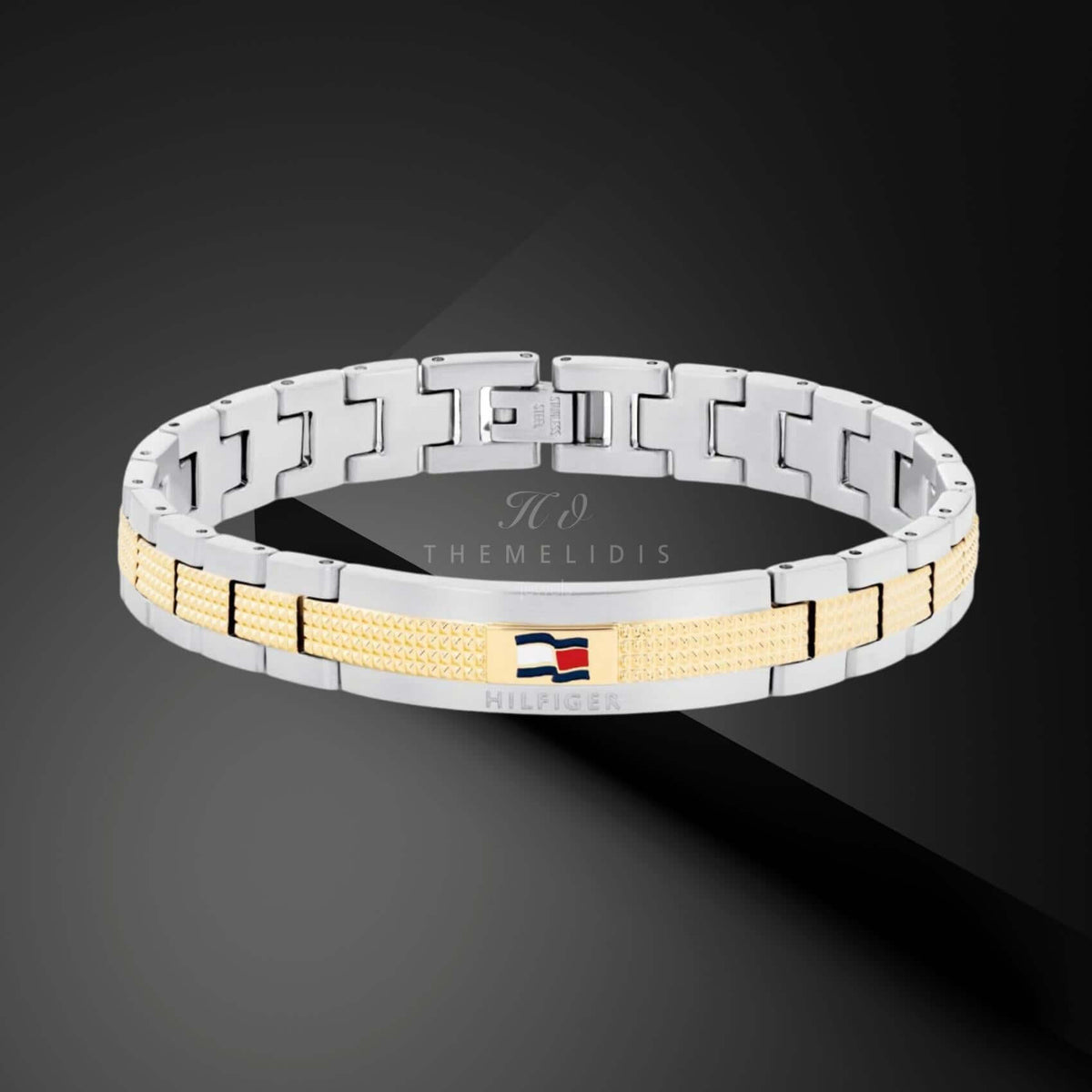 Ανδρικό Βραχιόλι Tommy Hilfiger 2790642 Χειροπέδα Σε Ασημί-Χρυσό Χρώμα