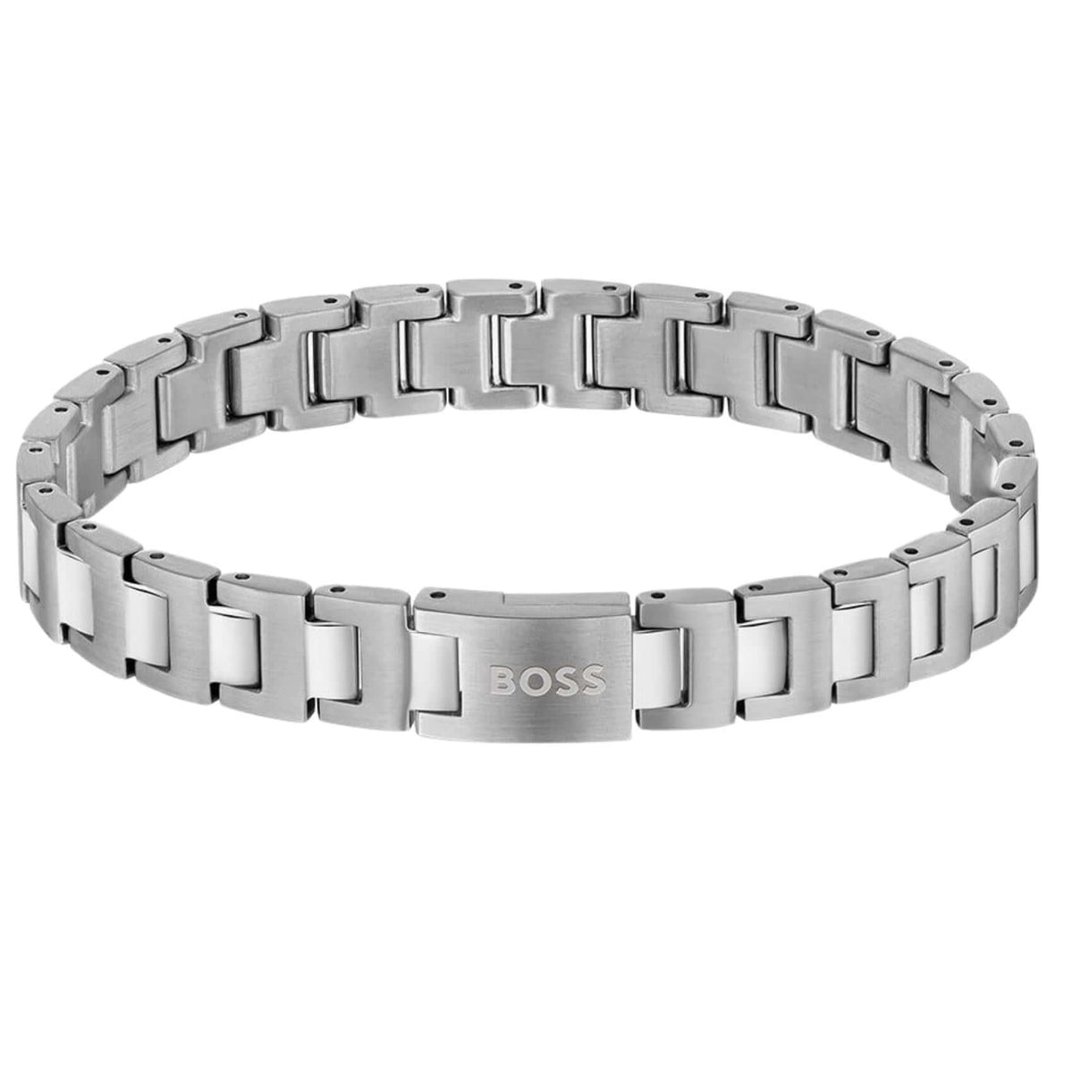 Ανδρικό βραχιόλι χειροπέδα Boss 1580751 από ανοξείδωτο ατσάλι σε ασημί χρώμα.