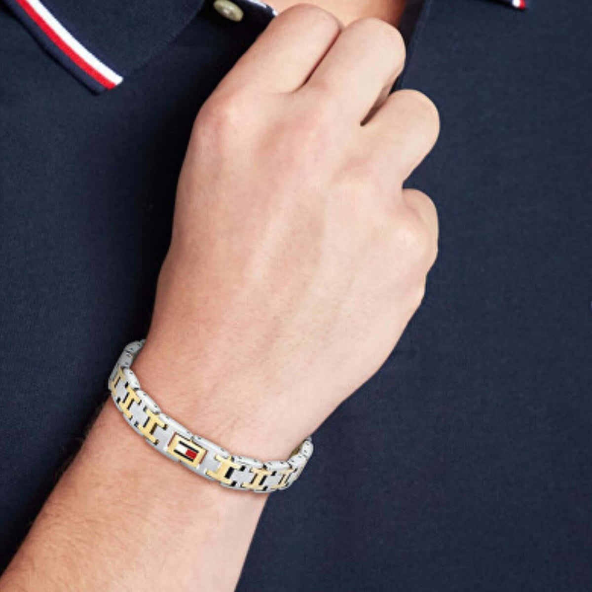 Ανδρικό Βραχιόλι Χειροπέδα Tommy Hilfiger 2790683 Ασημί & Χρυσό