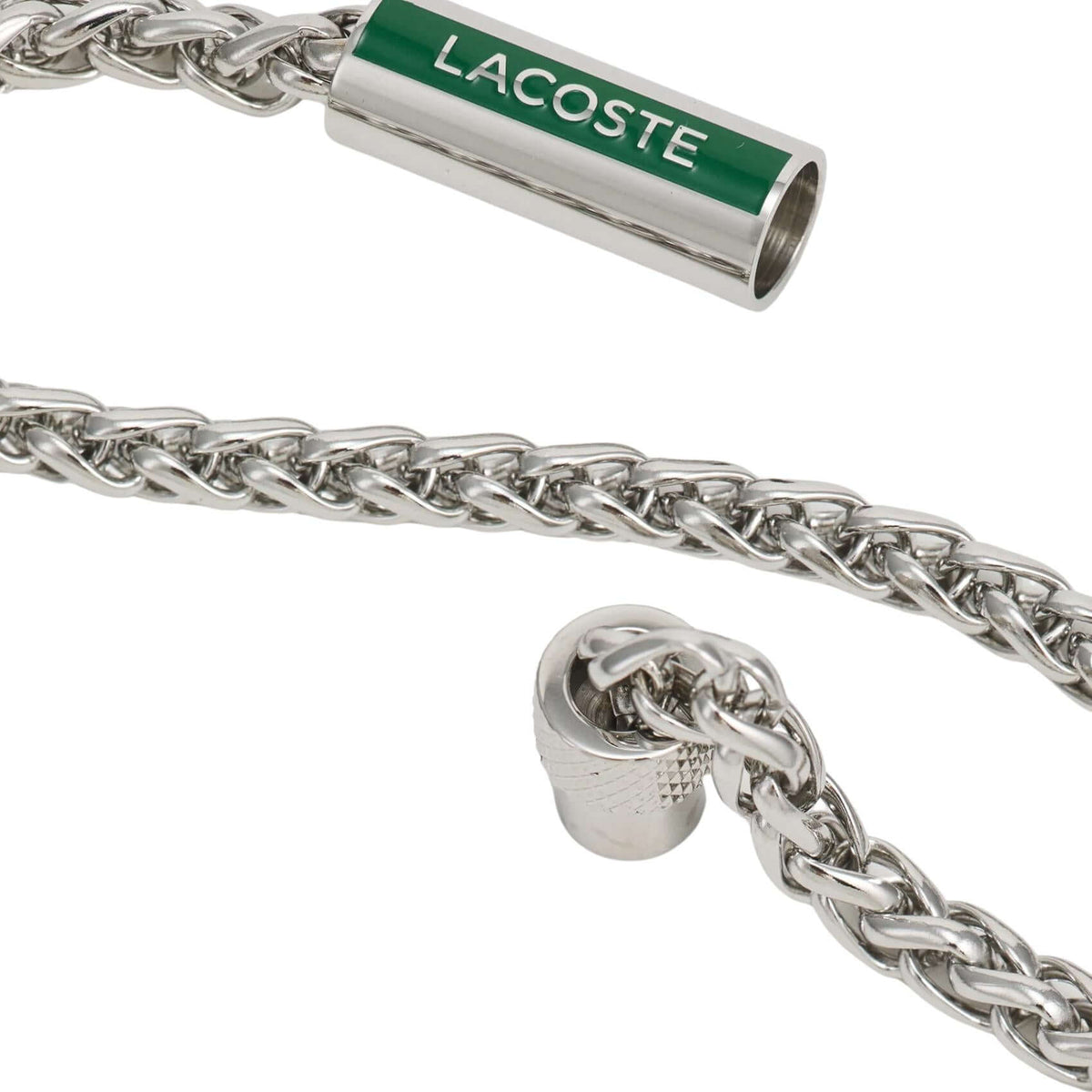 Ανδρικό ατσάλινο βραχιόλι Lacoste 2040337 σε ασημί χρώμα με πράσινο στοιχείο