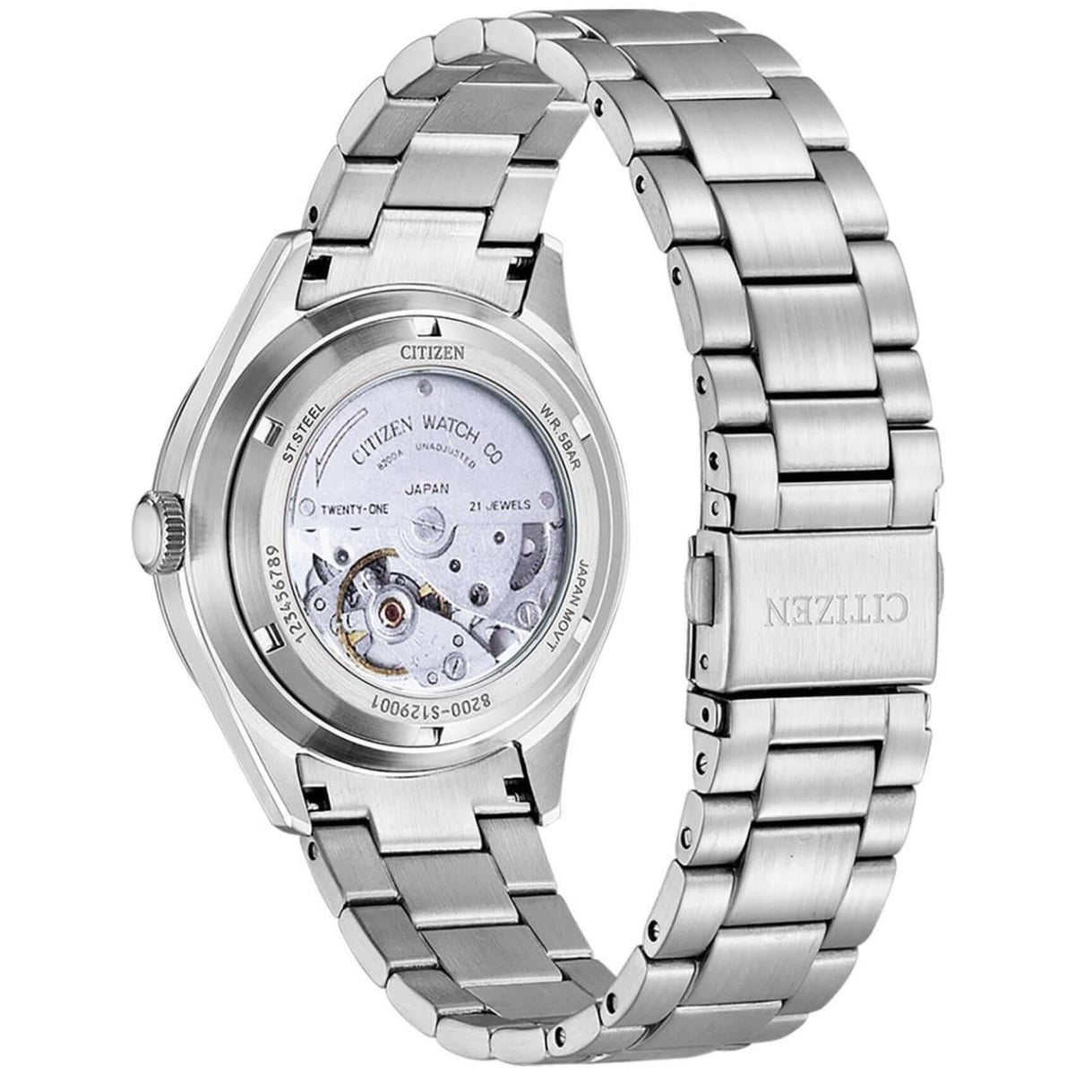 Αυτόματο ρολόι Citizen Gents C7 NH8391-51EE με ασημί ατσάλινο μπρασελέ και μαύρο καντράν 40mm με ένδειξη ημέρας-ημερομηνίας.