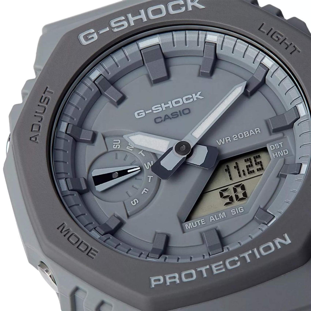 Ρολόι χρονογράφος Casio G-Shock GA-2110ET-8AER με γκρι καουτσούκ λουράκι, γκρι καντράν μεγέθους 45.4mm anadigi κατάλληλο για καταδύσεις.