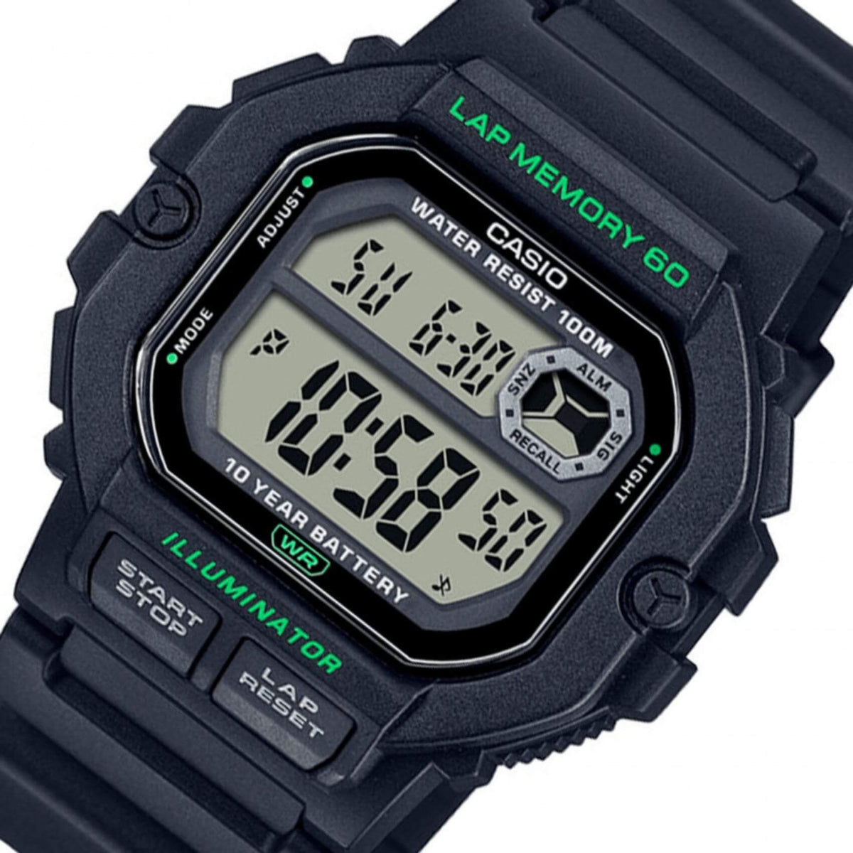 Casio Illuminator WS-1400H-1AVEF Με Μαύρο Καουτσούκ Λουράκι