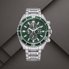 Ανδρικό Ρολόι Citizen Promaster Eco-Drive CA0820-50X με Ασημί Μπρασελέ & Πράσινο Καντράν