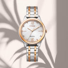 Γυναικείο Ρολόι Citizen Elegance EM0506-77A με Ασημί-Ροζ Χρυσό Μπρασελέ & Λευκό Καντράν