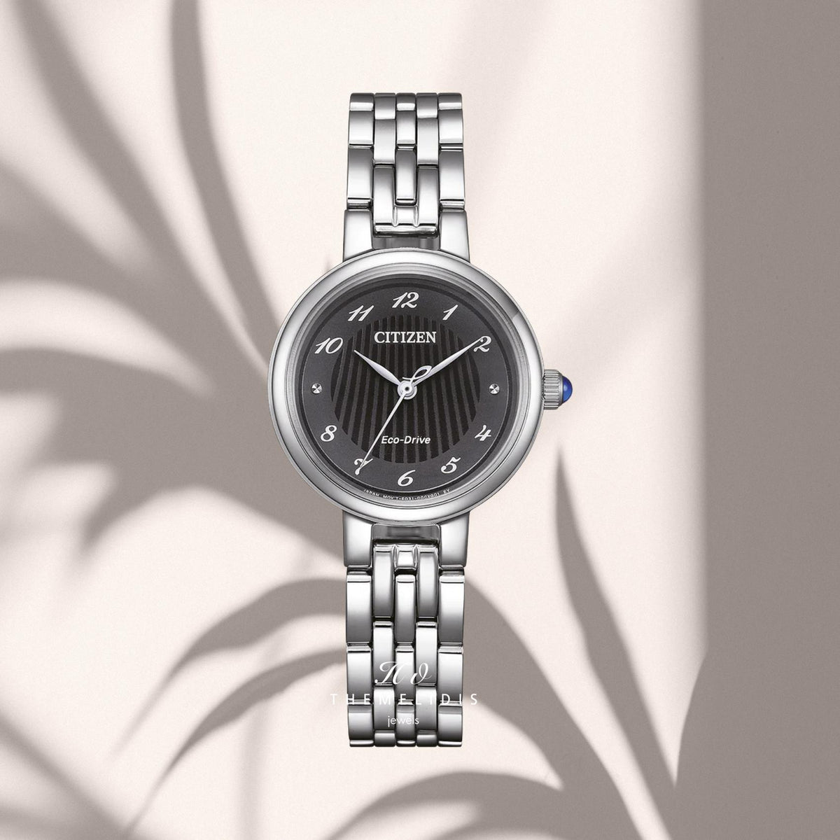 Γυναικείο ρολόι Citizen L EM0990-81E με μαύρο καντράν 27.7mm, στεγανότητα 5ATM και ασημί μπρασελέ από ανοξείδωτο ατσάλι