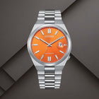 Αυτόματο Ρολόι Citizen Tsuyosa NJ0151-88Z Με Ασημί Μπρασελέ & Πορτοκαλί Καντράν