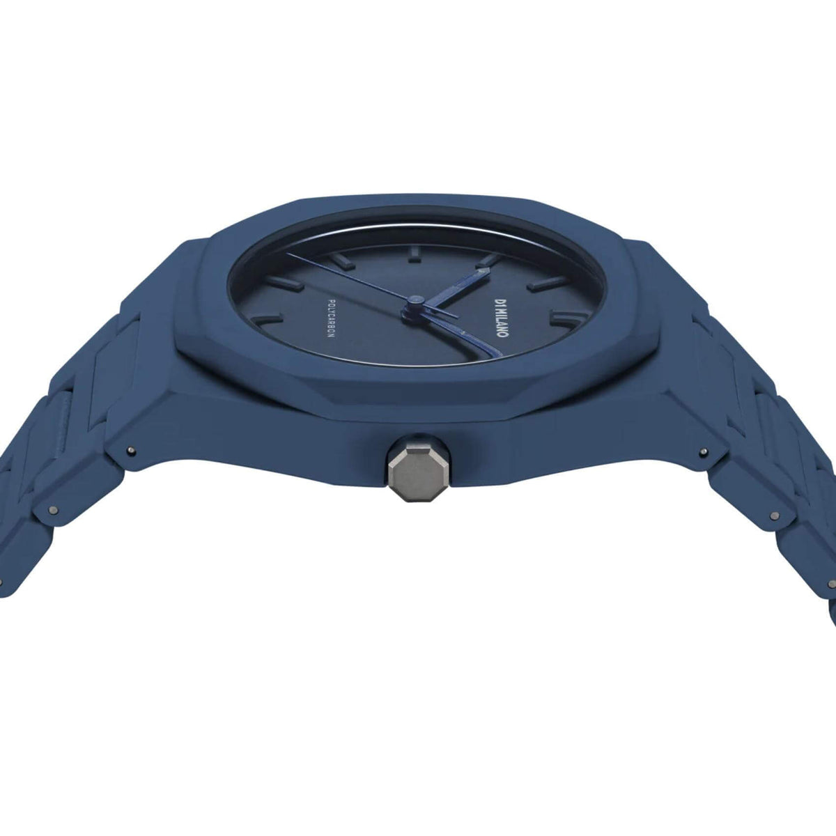 Αντρικό ρολόι D1 Milano Navy Blue D1-PCBJ21 με μπλε polycarbonate μπρασελέ και μπλε καντράν 40.5mm με οκτάγωνο σχήμα.