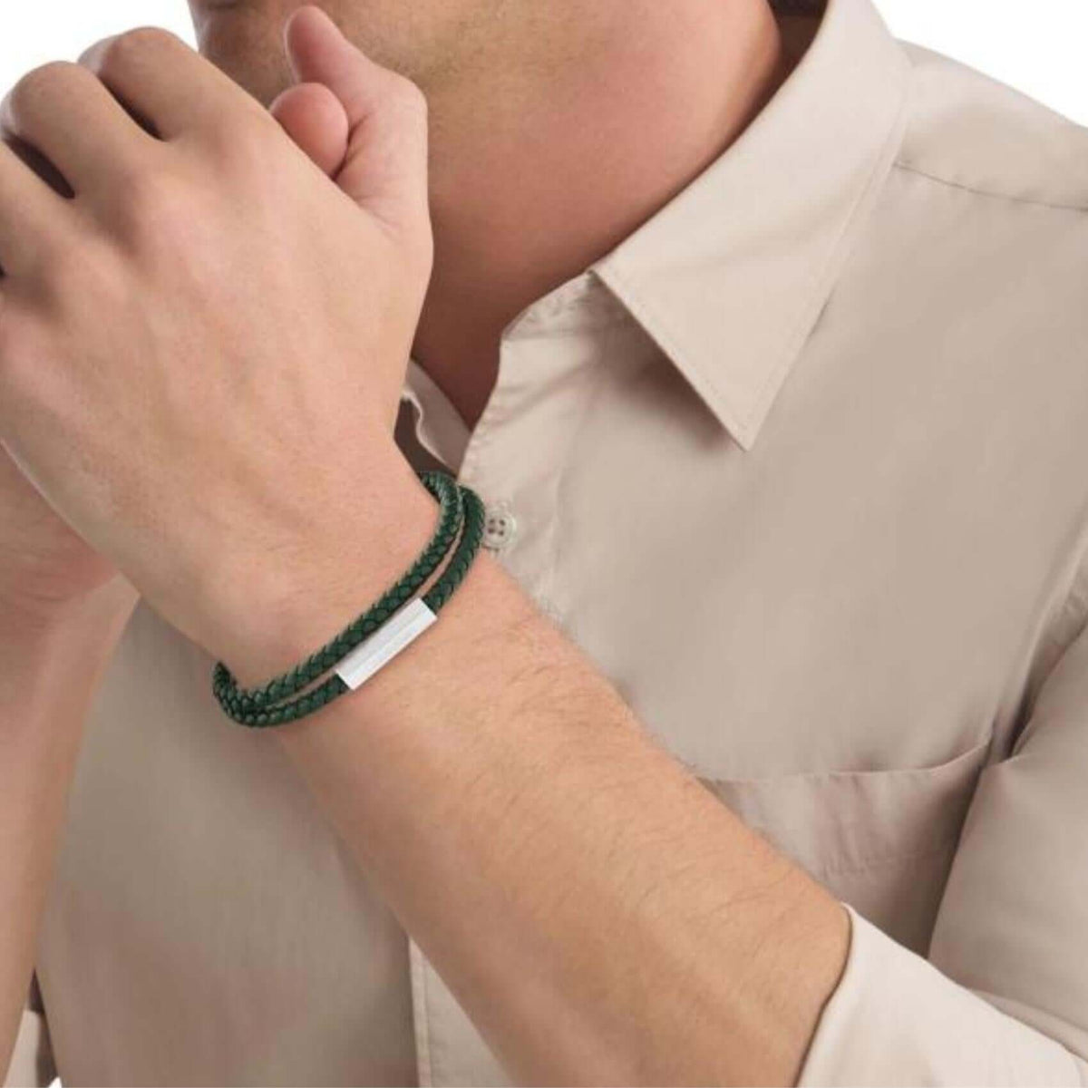 Βραχιόλι Calvin Klein 35100018 Διπλό Δερμάτινο Πράσινο